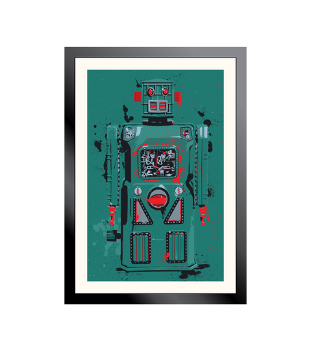 Turquoise Toy Robot Poster